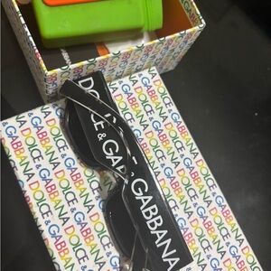 Dolce & Gabbana Black Sunglasses with Colorful Logo Case